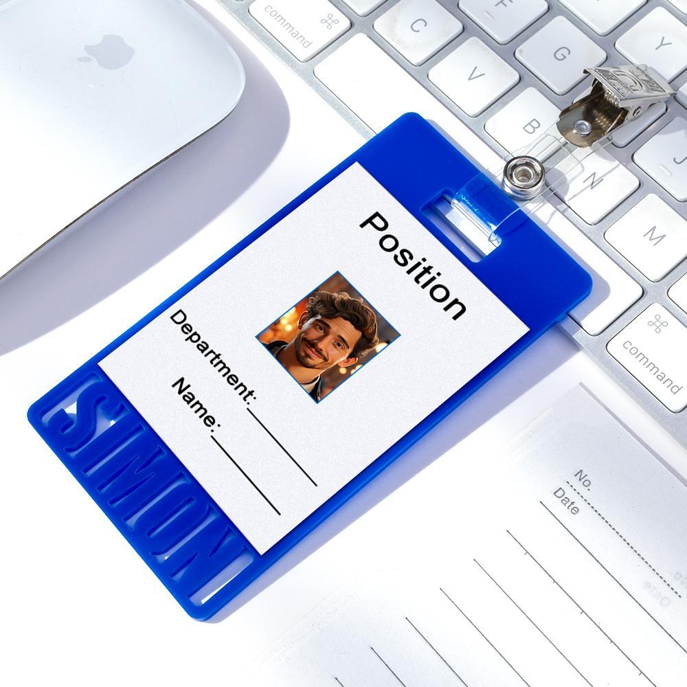 Custom Name Staff Badge Arcylic Badge Buddy for ID Card, Work ID Badge Holder - Myphotowallet