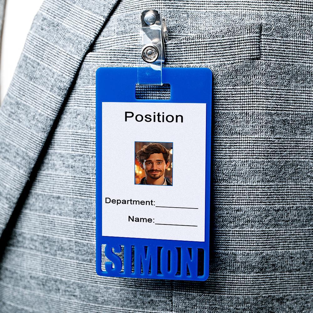 Custom Name Staff Badge Arcylic Badge Buddy for ID Card, Work ID Badge Holder - Myphotowallet