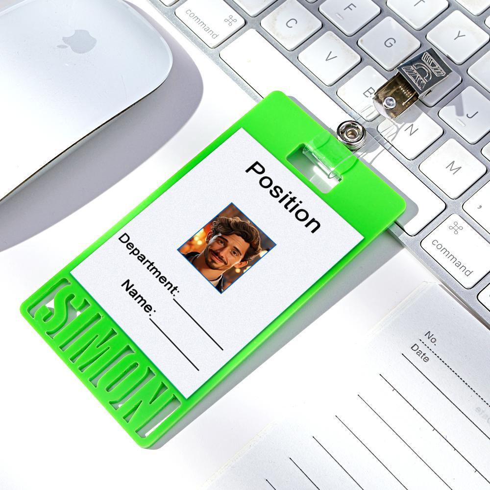 Custom Name Staff Badge Arcylic Badge Buddy for ID Card, Work ID Badge Holder - Myphotowallet