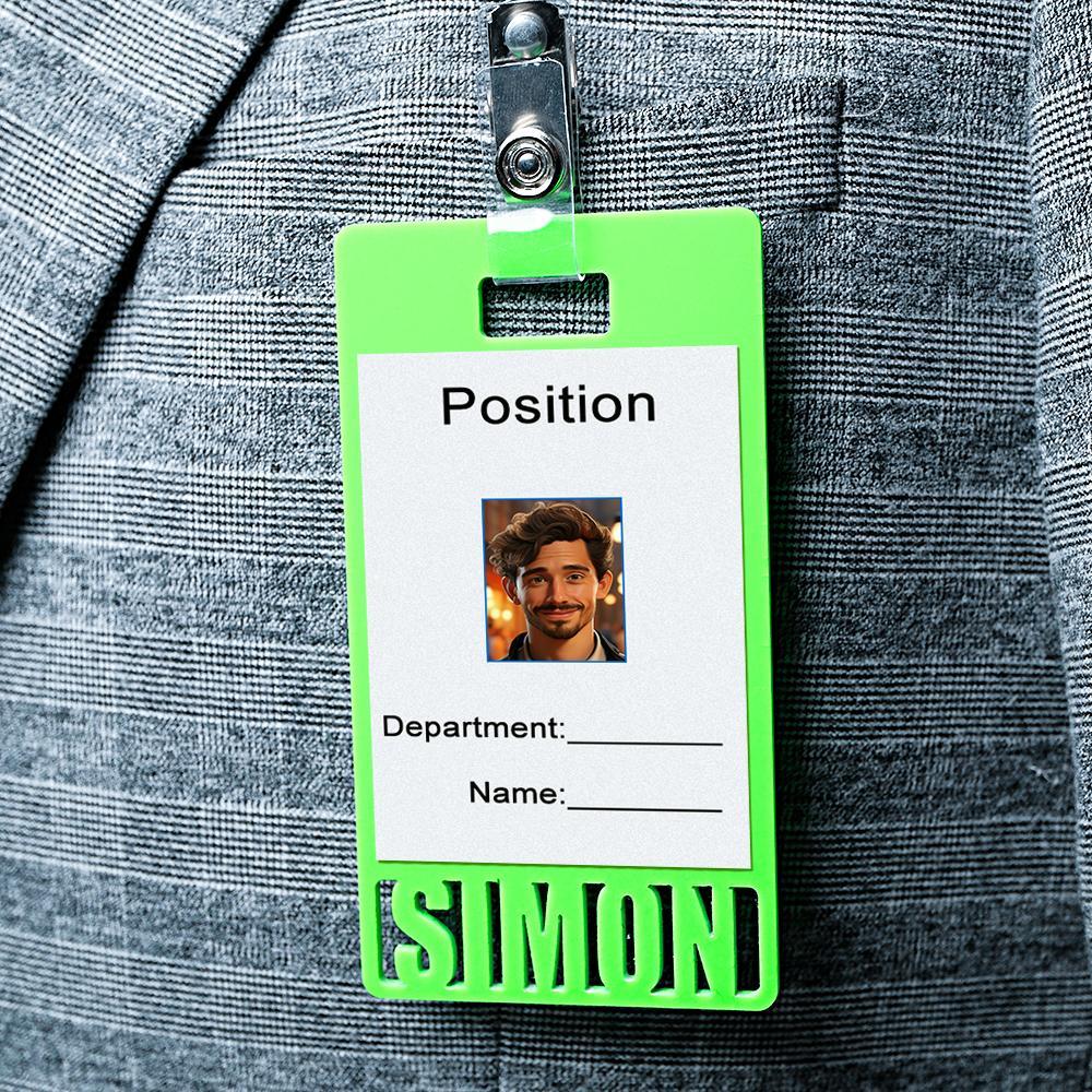 Custom Name Staff Badge Arcylic Badge Buddy for ID Card, Work ID Badge Holder - Myphotowallet
