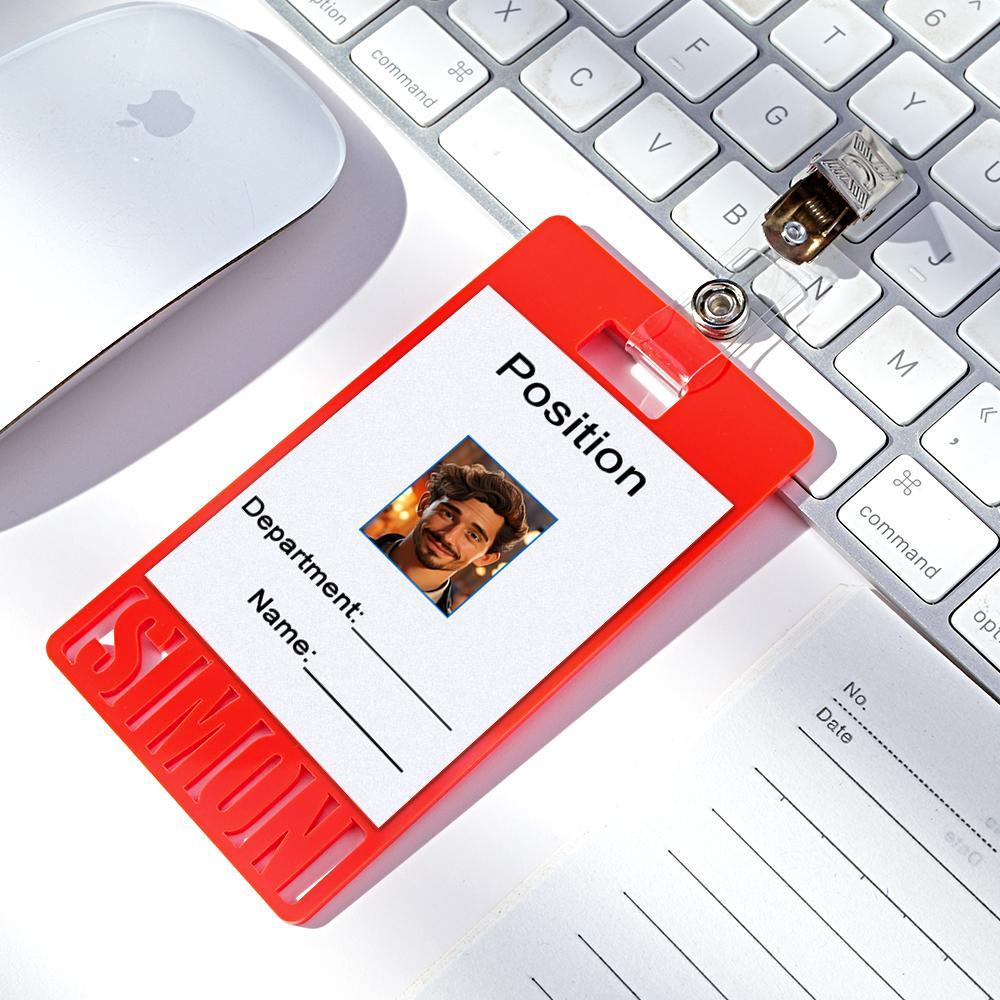 Custom Name Staff Badge Arcylic Badge Buddy for ID Card, Work ID Badge Holder - Myphotowallet