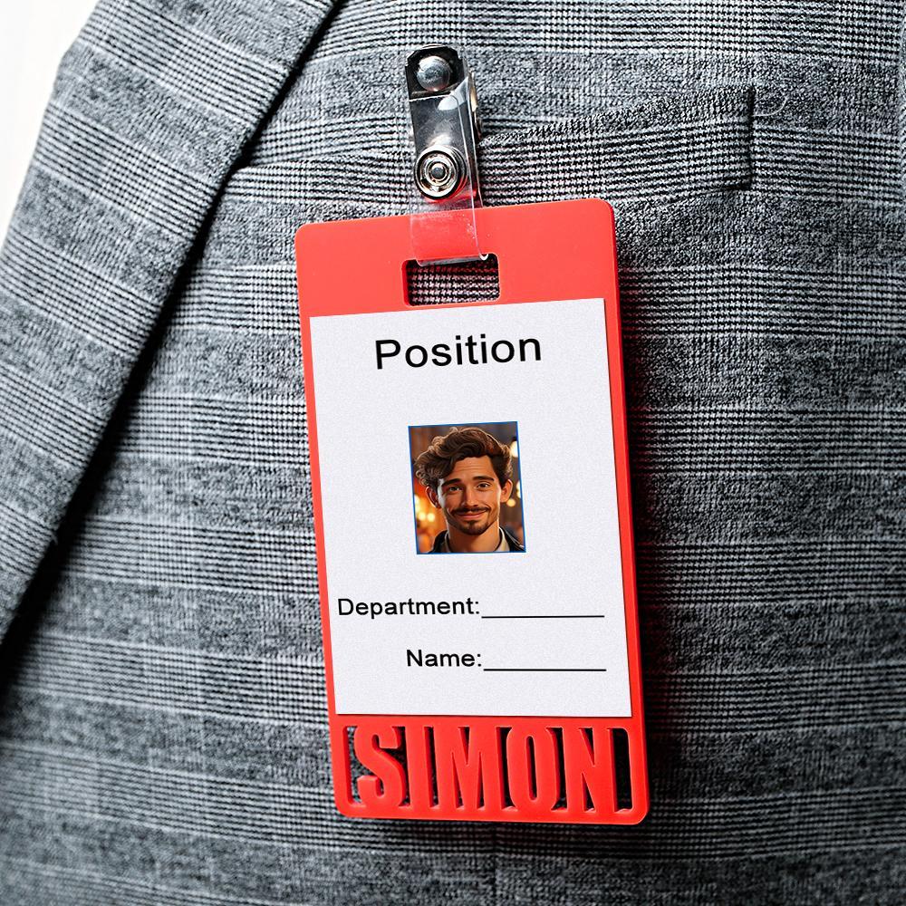 Custom Name Staff Badge Arcylic Badge Buddy for ID Card, Work ID Badge Holder - Myphotowallet