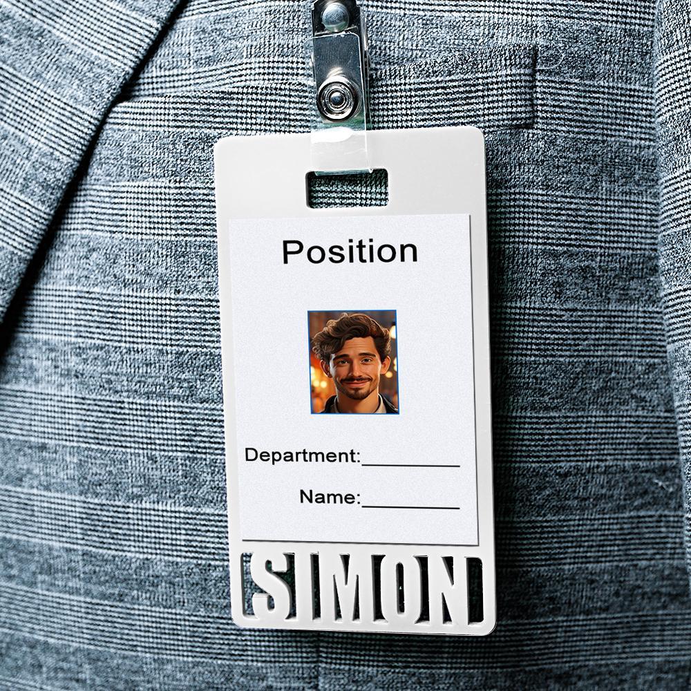 Custom Name Staff Badge Arcylic Badge Buddy for ID Card, Work ID Badge Holder - Myphotowallet