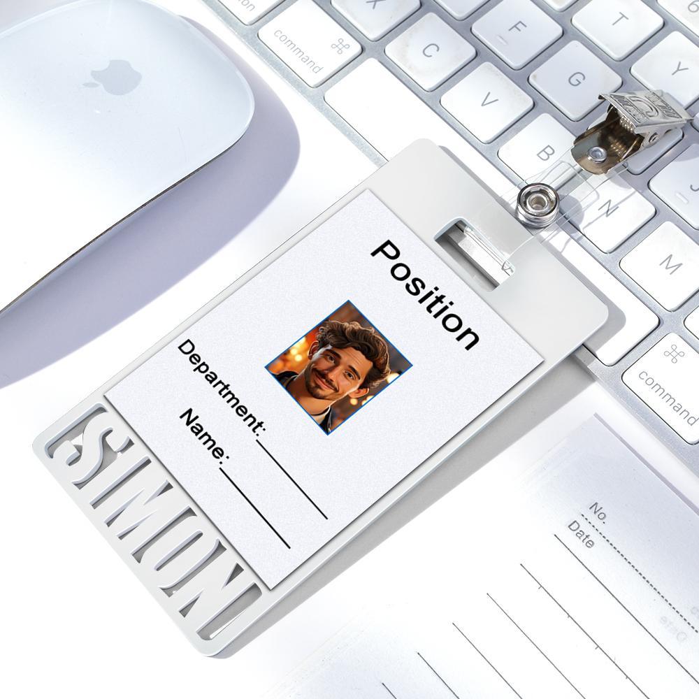 Custom Name Staff Badge Arcylic Badge Buddy for ID Card, Work ID Badge Holder - Myphotowallet