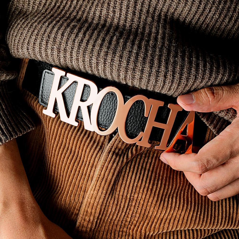 Custom Name Belt Buckle with Free Belt Personalized Letter Belt Gift For Him - Myphotowallet