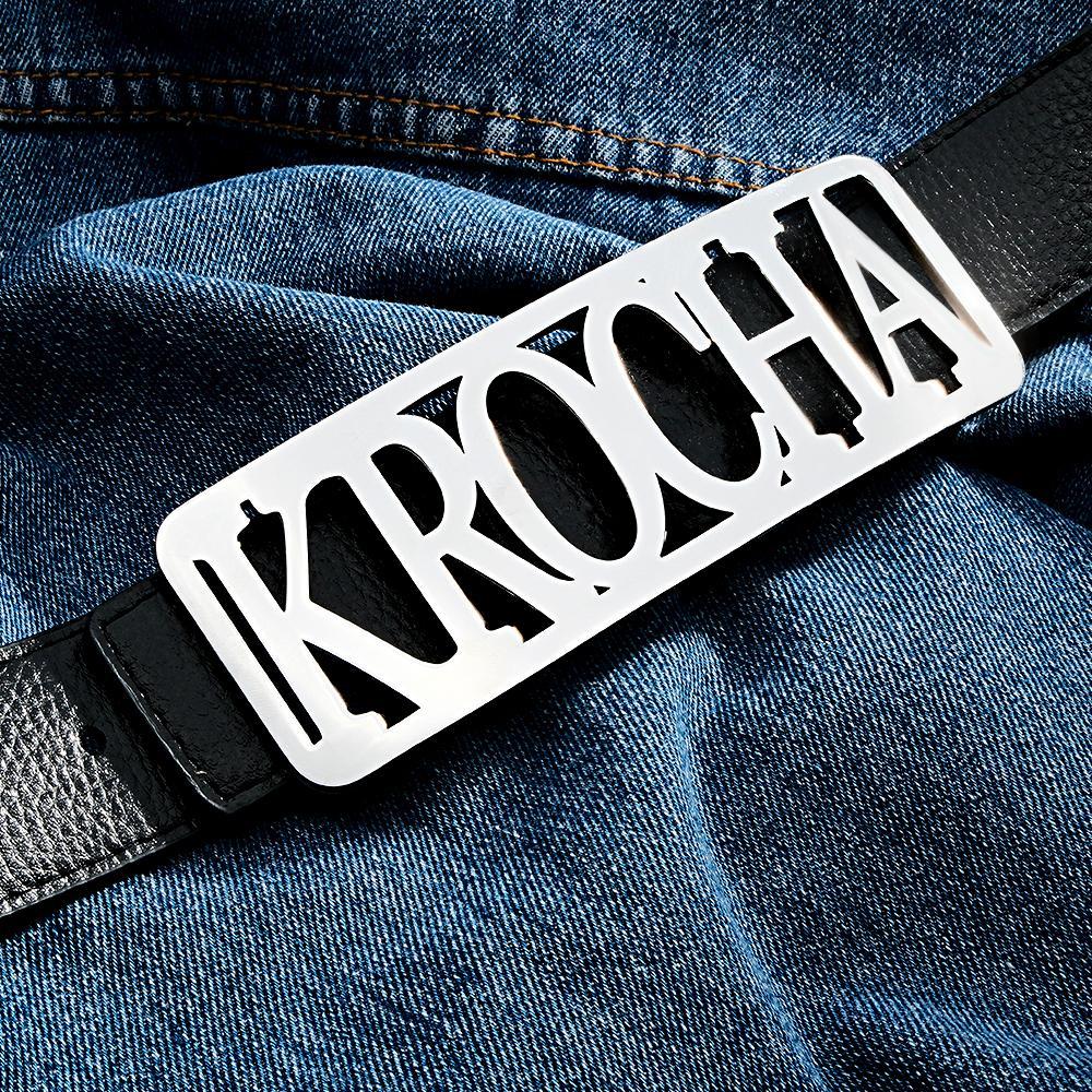 Custom Square Frame Name Belt Buckle with Free Belt Gift For Him - Myphotowallet