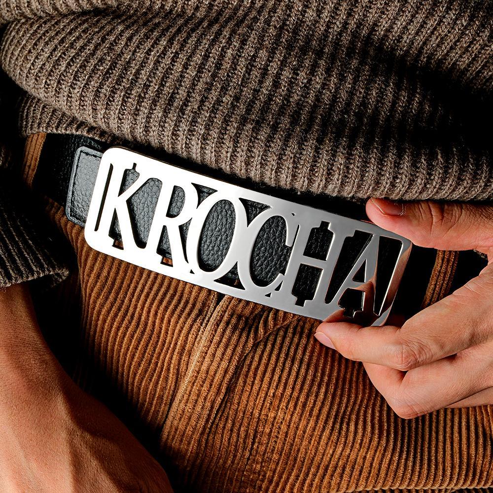 Custom Square Frame Name Belt Buckle with Free Belt Gift For Him - Myphotowallet