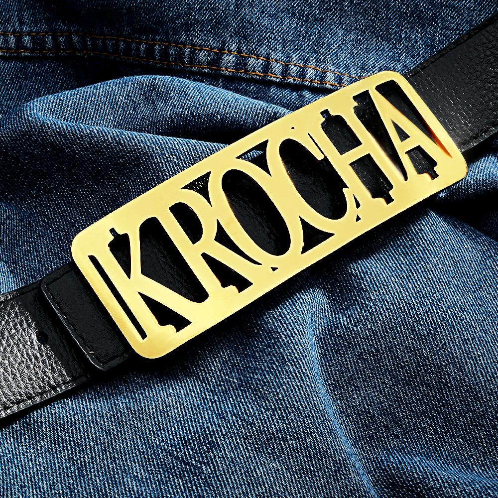 Custom Square Frame Name Belt Buckle with Free Belt Gift For Him