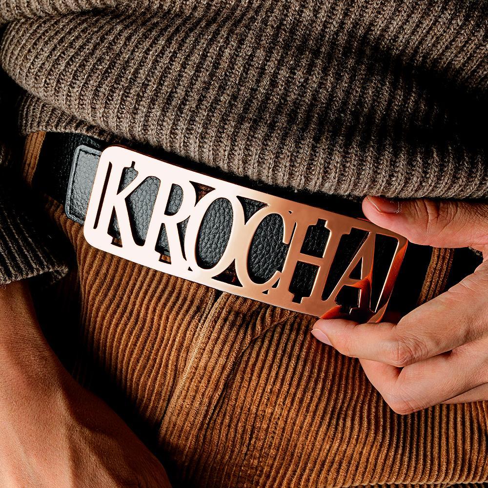 Custom Square Frame Name Belt Buckle with Free Belt Gift For Him - Myphotowallet