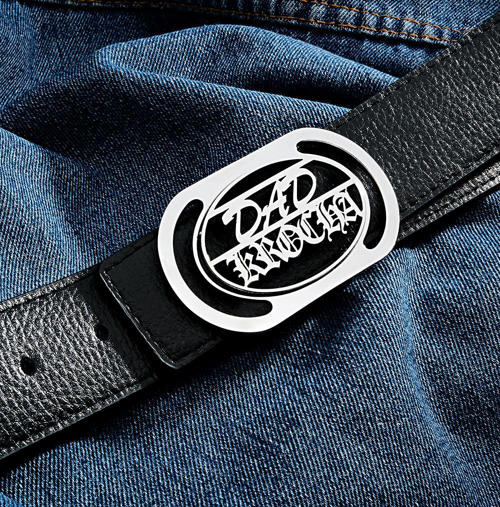 Custom Oval Hollow Name DAD Belt Buckle with Free Belt Gift For Him - Myphotowallet