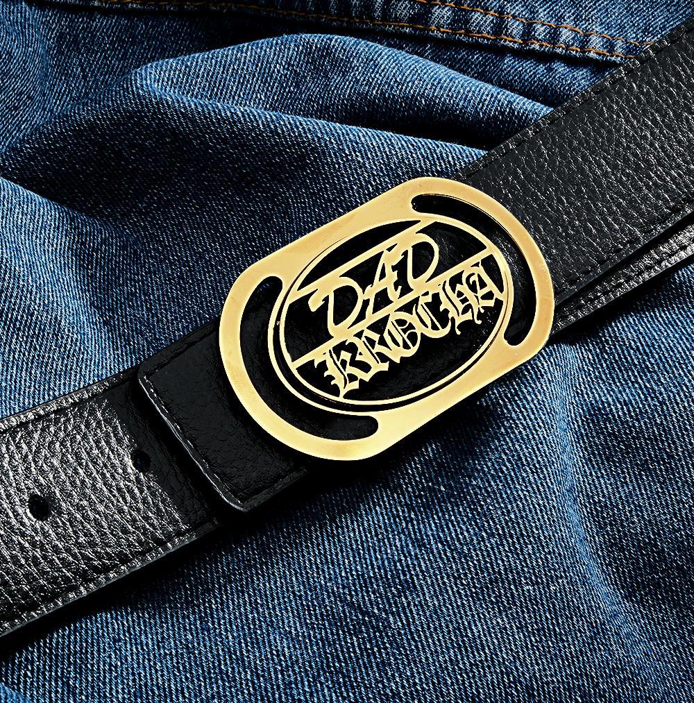Custom Oval Hollow Name DAD Belt Buckle with Free Belt Gift For Him - Myphotowallet