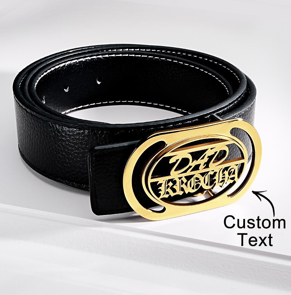 Custom Oval Hollow Name DAD Belt Buckle with Free Belt Gift For Him - Myphotowallet