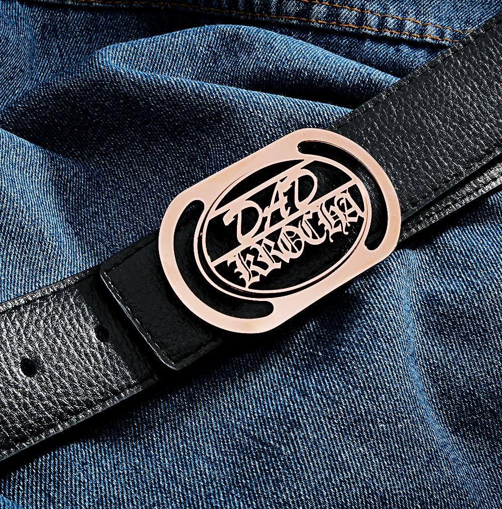 Custom Oval Hollow Name DAD Belt Buckle with Free Belt Gift For Him - Myphotowallet