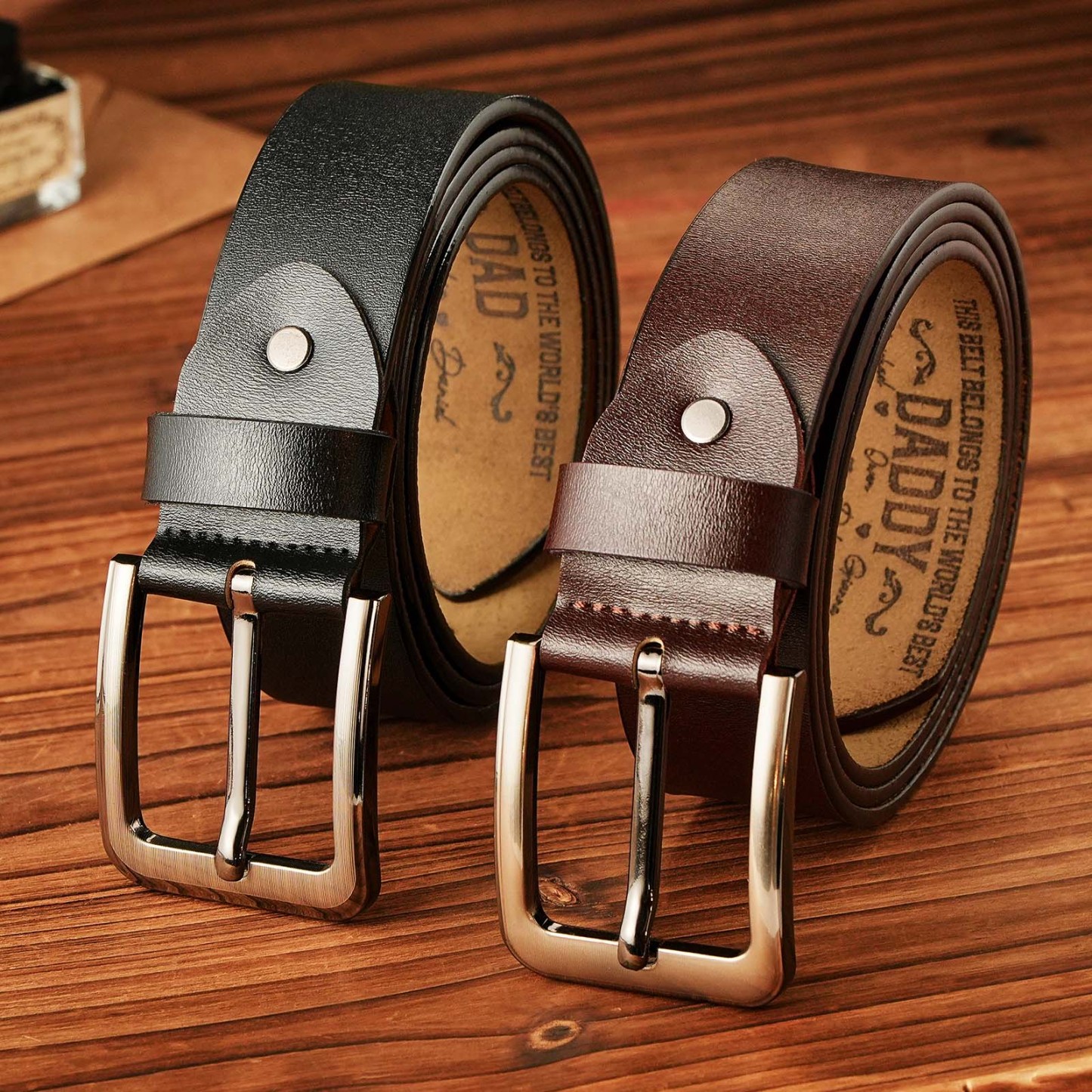 Custom Engraved Leather Belt Personalized Name Belt Gift For Dad