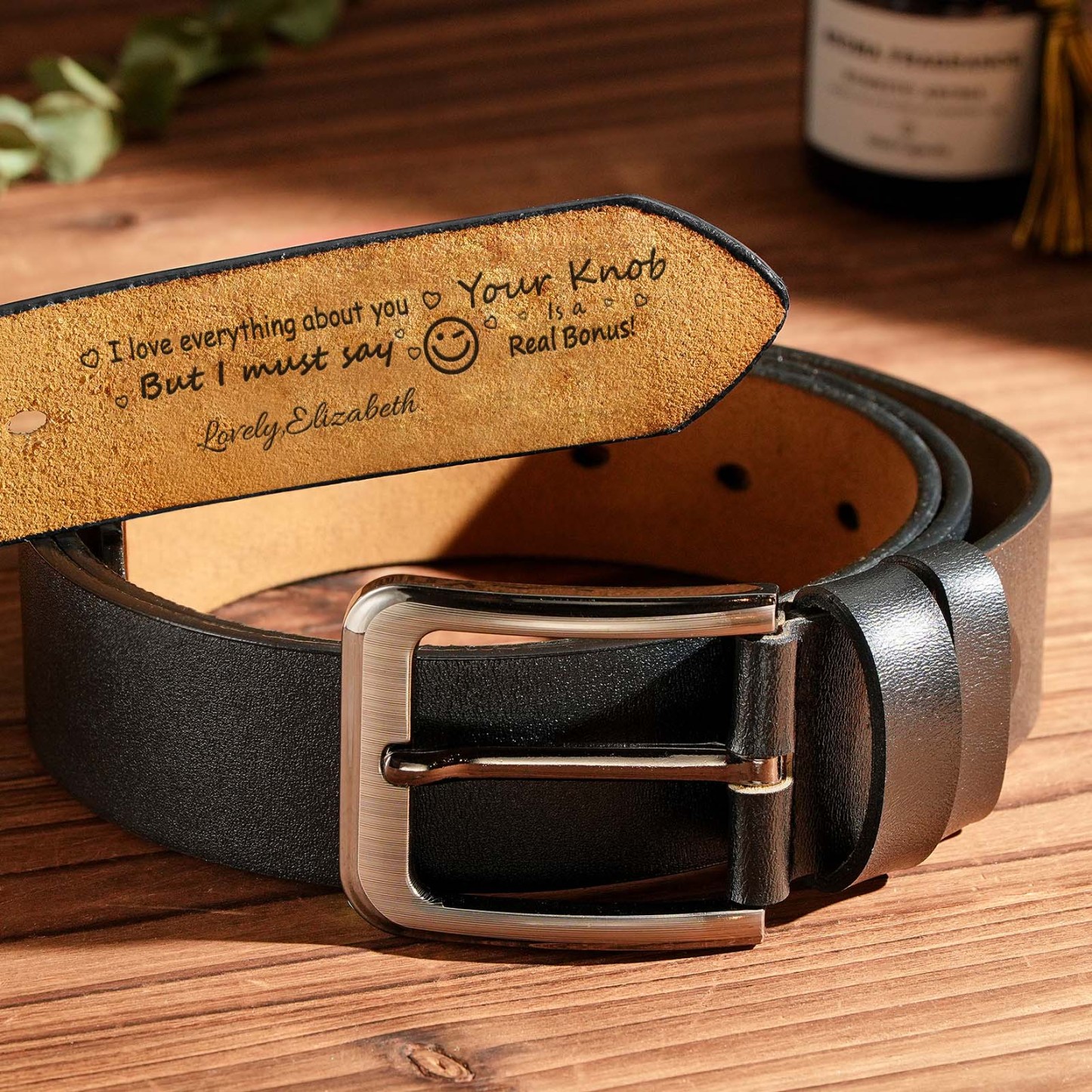 Personalized Handmade Leather Men's Belt, Engraved Brown Belt, Funny Message, Custom Gift for Birthday, Anniversary, Best Man, 1-Day Process