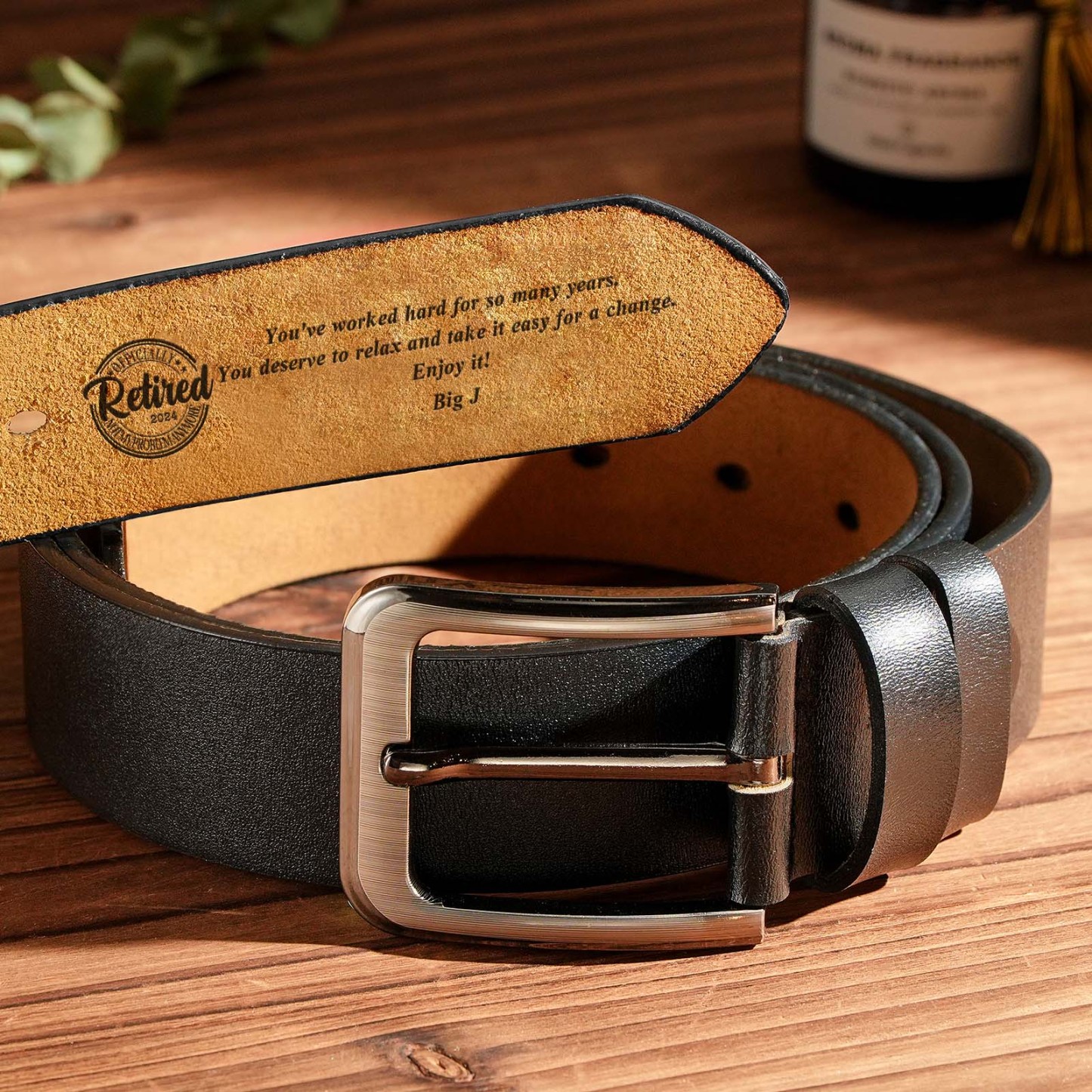 Personalized Name Leather Men's Belt, Engraved Brown Belt,