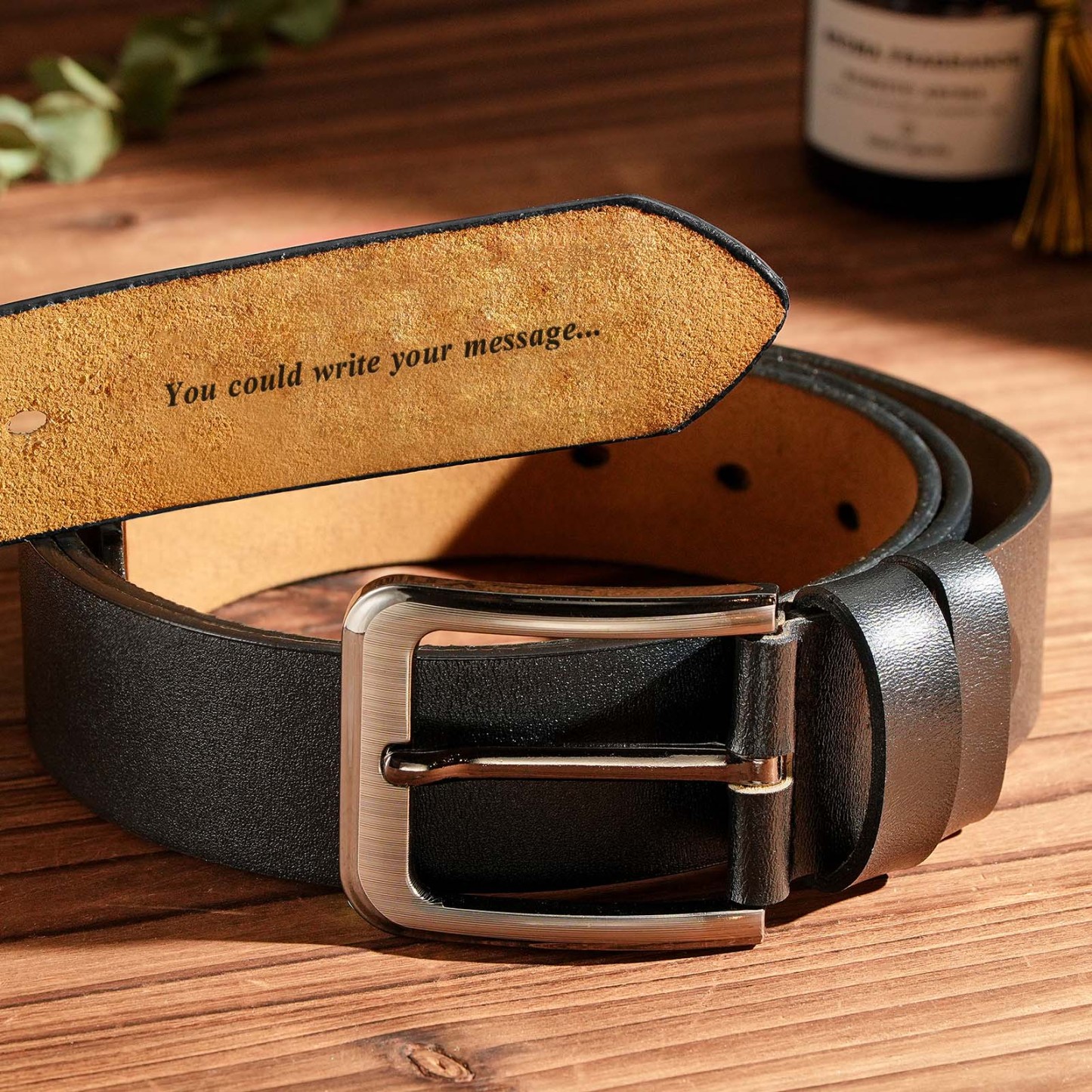 Personalized Name Leather Men's Belt, Engraved Brown Belt,You could write your message