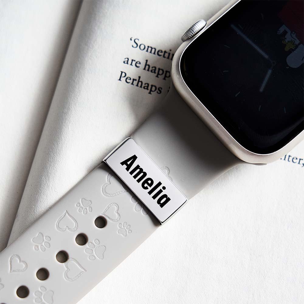 Personalised Name Apple Watch Charm - Custom Strap Accessory, Engraved Jewellery, Teen Gift, Luxe Stainless Steel Charm, Stocking Filler