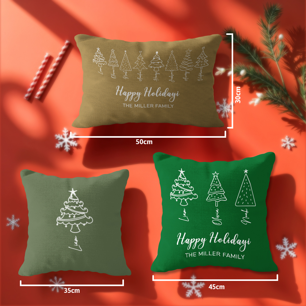 Personalized Name Scripted Christmas Tree Personalized Throw Pillow