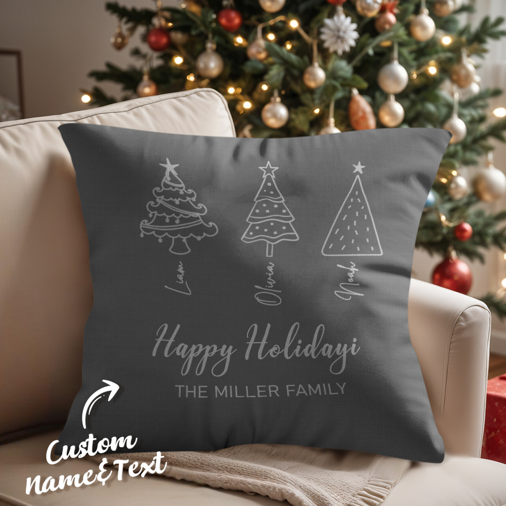 Personalized Name Scripted Christmas Tree Personalized Throw Pillow
