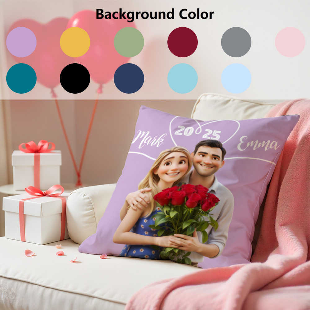 Personalized cartoon style couple throw pillows