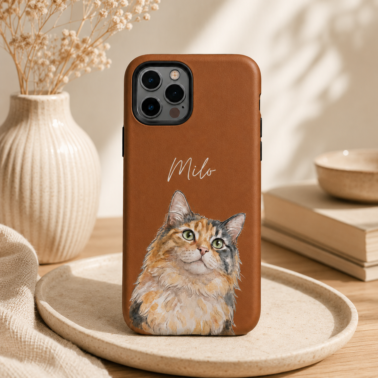Custom Pet Portrait Phone Case with Name • Personalized Dog & Cat Photo Cover for iPhone 17, 16, 15, 14 Series