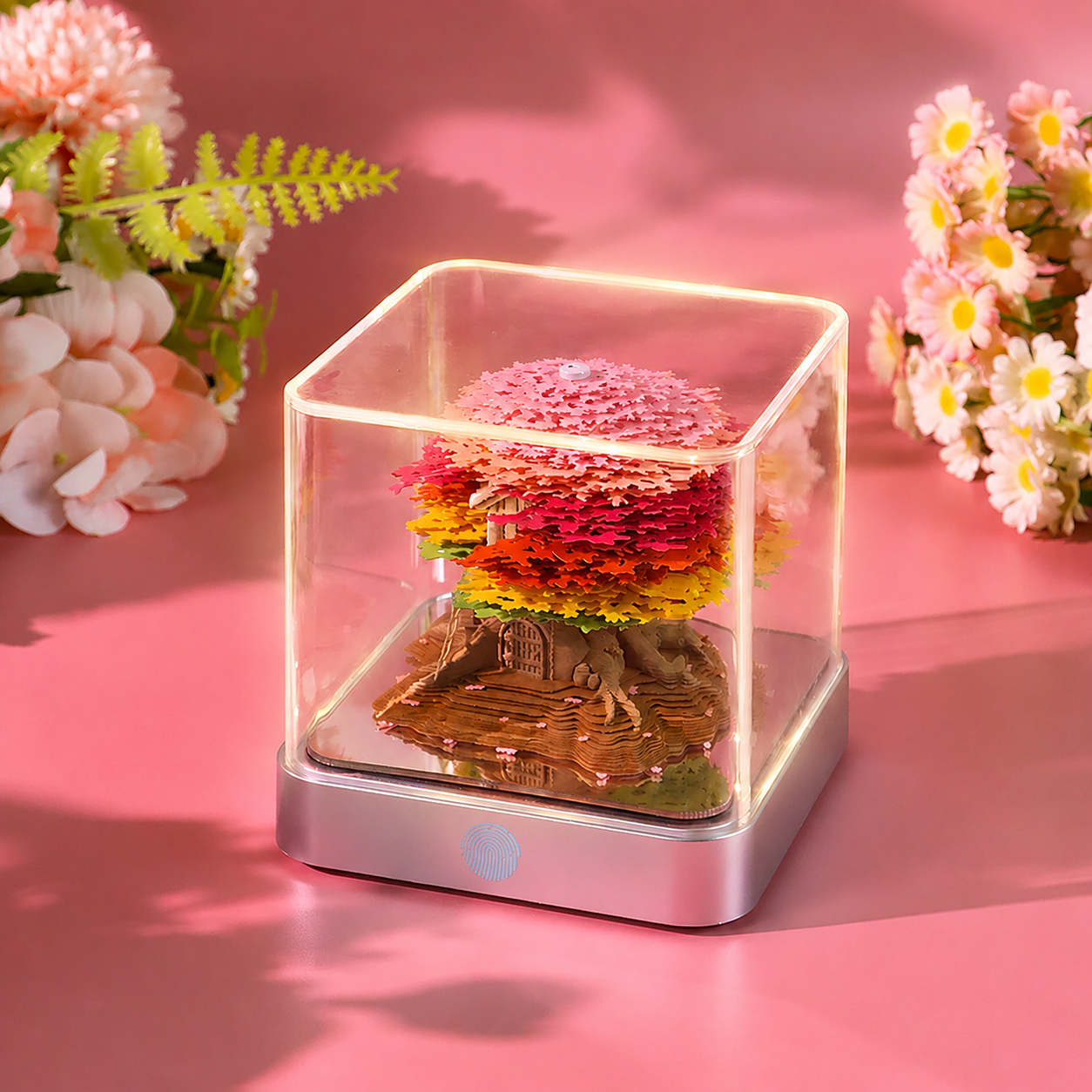 Creative 2027 Tear-Away 3D Notepad Calendar with Ambient LED Light – Daily Surprise Paper Sculpture Desktop Ornament for Home & Office