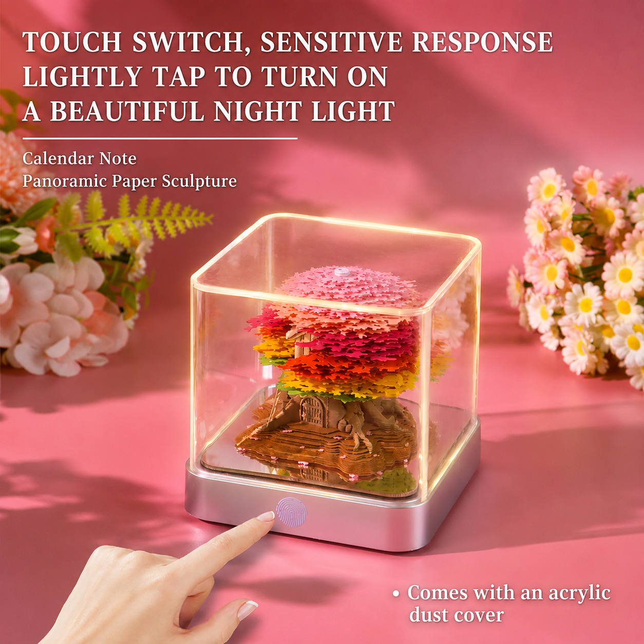 Creative 2027 Tear-Away 3D Notepad Calendar with Ambient LED Light – Daily Surprise Paper Sculpture Desktop Ornament for Home & Office