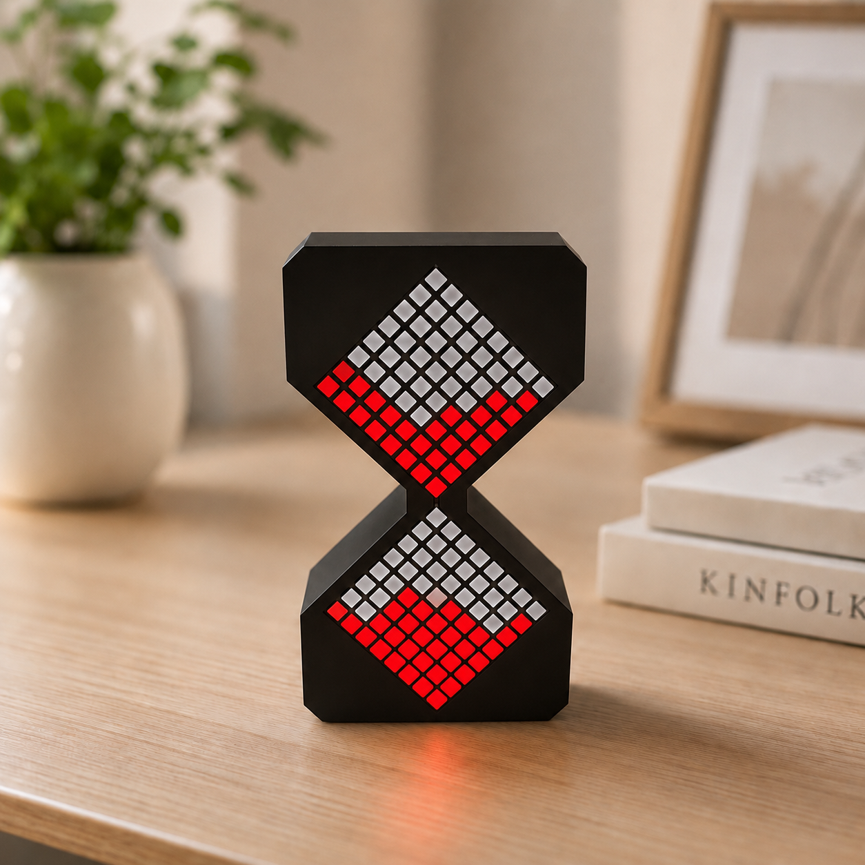 Modern LED Digital Hourglass Timer – Electronic Pixel Sand Clock, Interactive Desk Sculpture & Ambient Night Light for Home & Office Setup