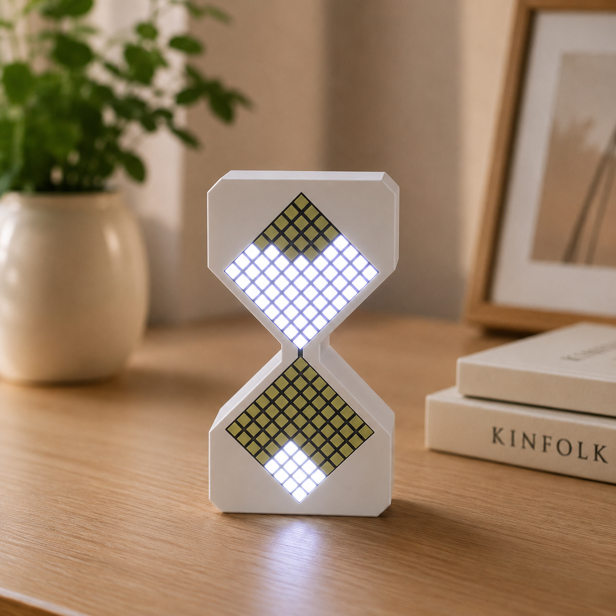 Modern LED Digital Hourglass Timer – Electronic Pixel Sand Clock, Interactive Desk Sculpture & Ambient Night Light for Home & Office Setup