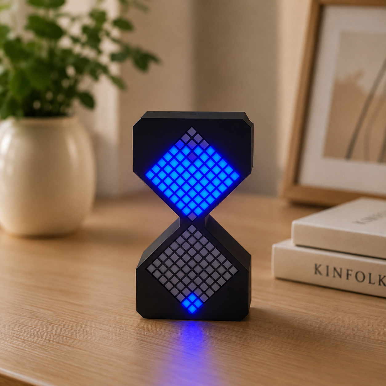 Modern LED Digital Hourglass Timer – Electronic Pixel Sand Clock, Interactive Desk Sculpture & Ambient Night Light for Home & Office Setup
