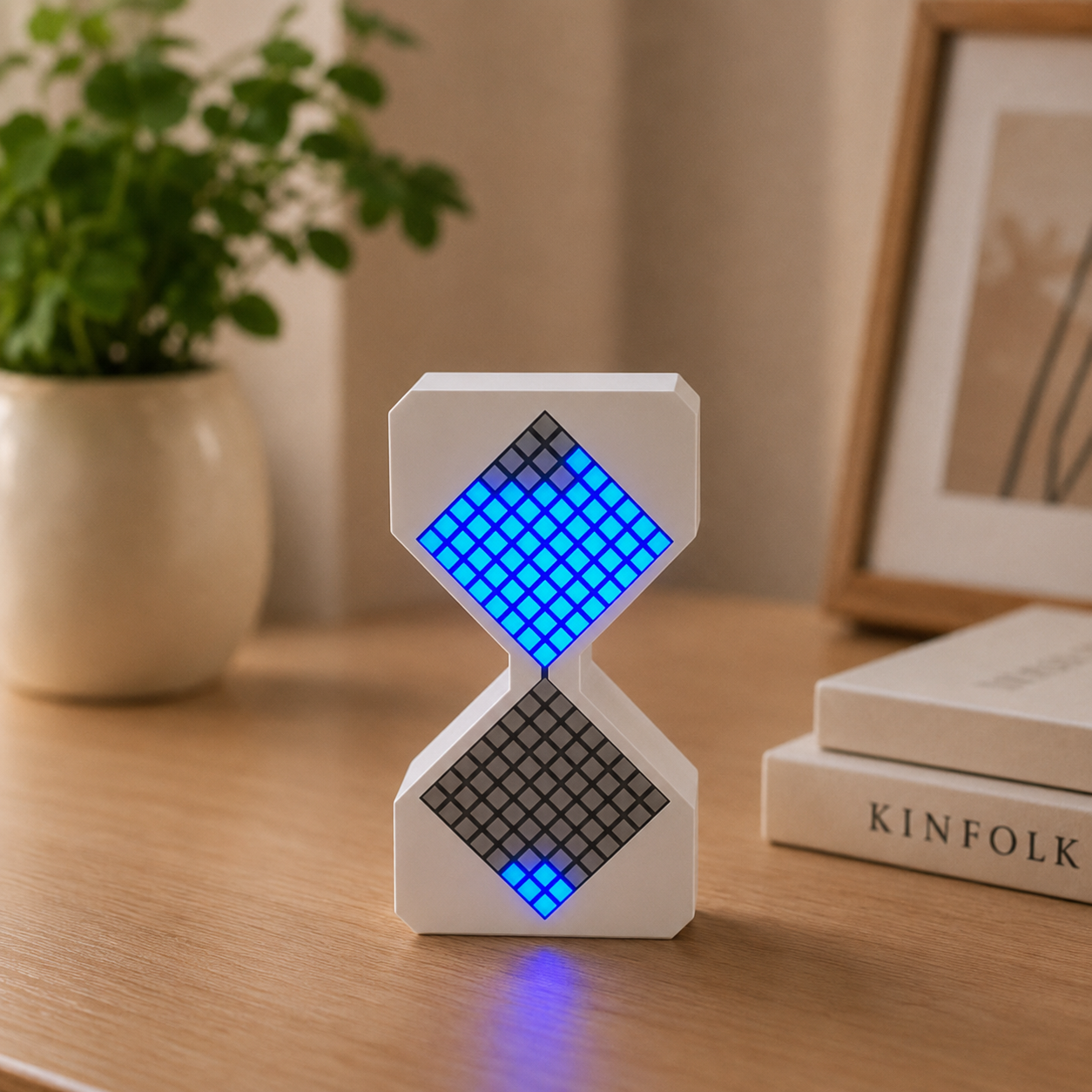 Modern LED Digital Hourglass Timer – Electronic Pixel Sand Clock, Interactive Desk Sculpture & Ambient Night Light for Home & Office Setup