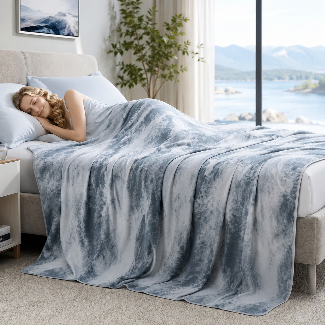 Cooling Blanket Queen Size (90"X90"), Cold Blanket for Hot Sleepers, Ultra-Cool Lightweight & Breathable, Soft Thin for Night Sweats, Bed & Couch