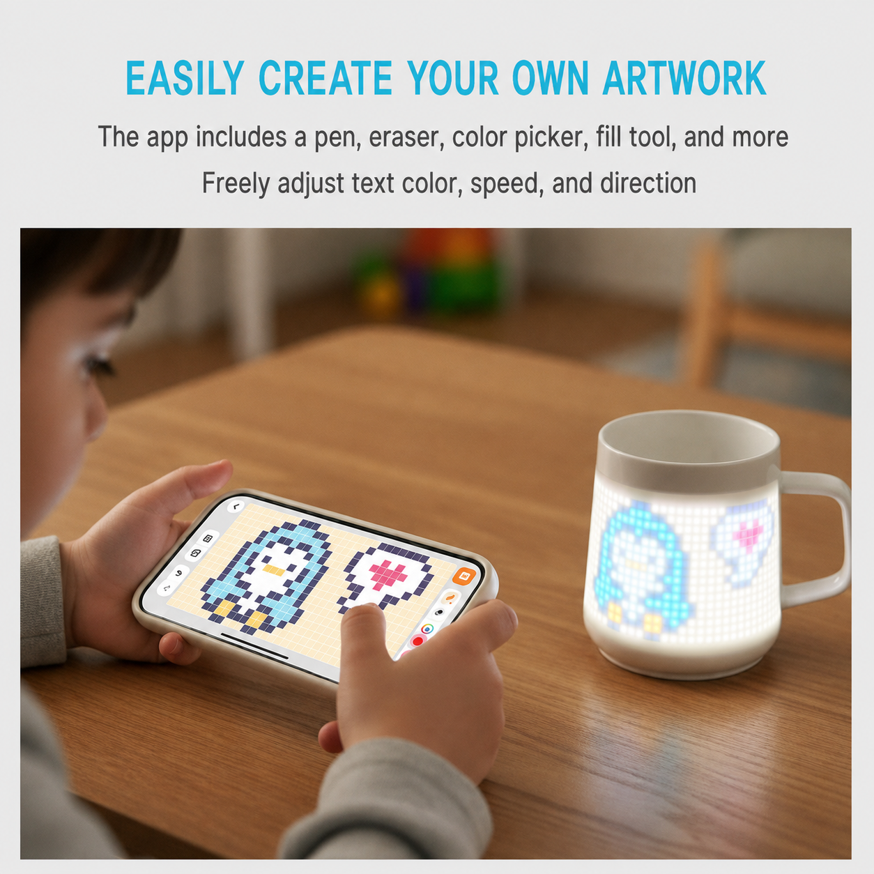 PixelMug - Smart AI Pixel Display Mug | App-Controlled Interactive Ceramic Coffee Mug with Custom GIFs, Mini Games & Temperature Reminders