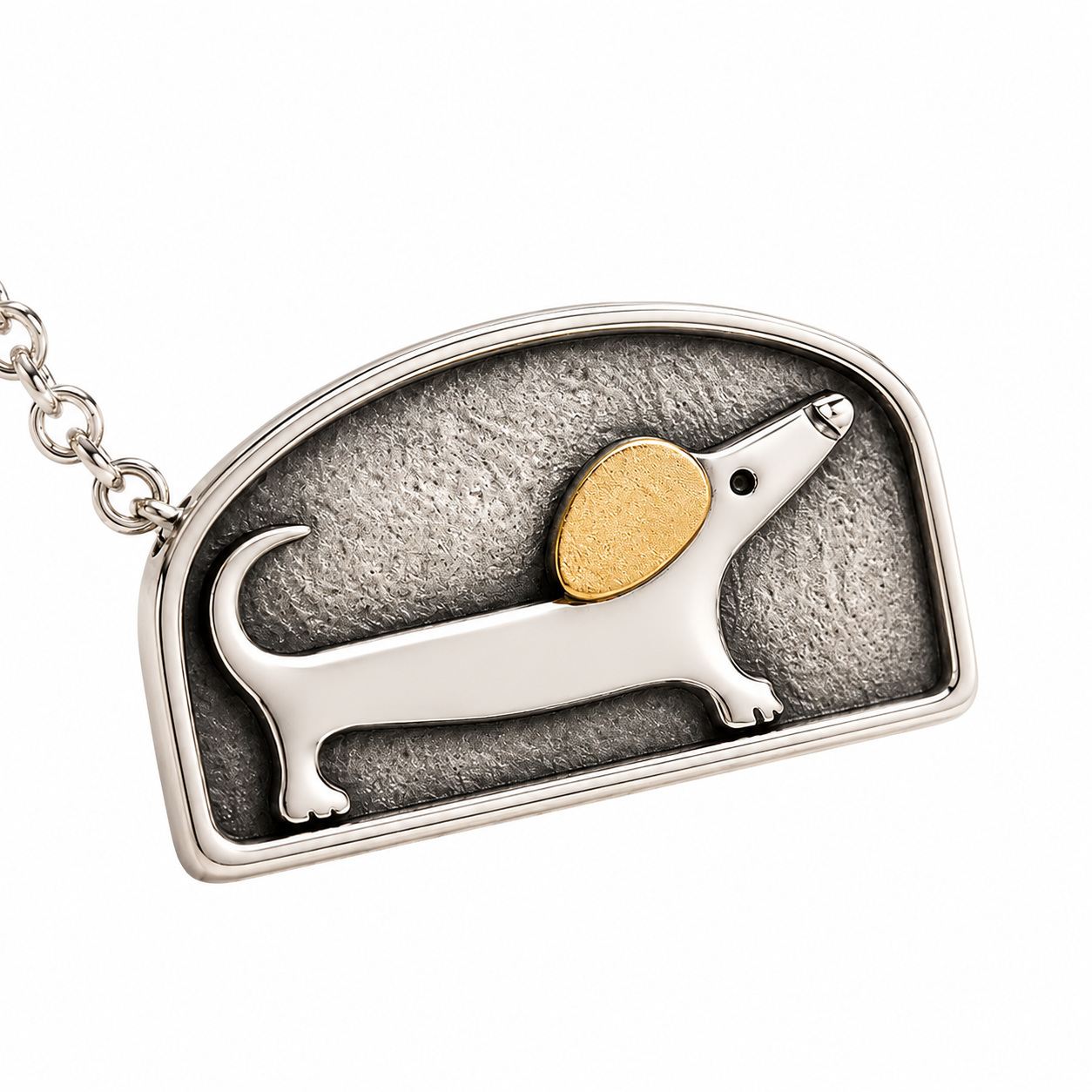 Floating Movable Ear Dachshund Necklace – Two-Tone Silver & Gold Dog Pendant Jewelry for Dachshund Lovers