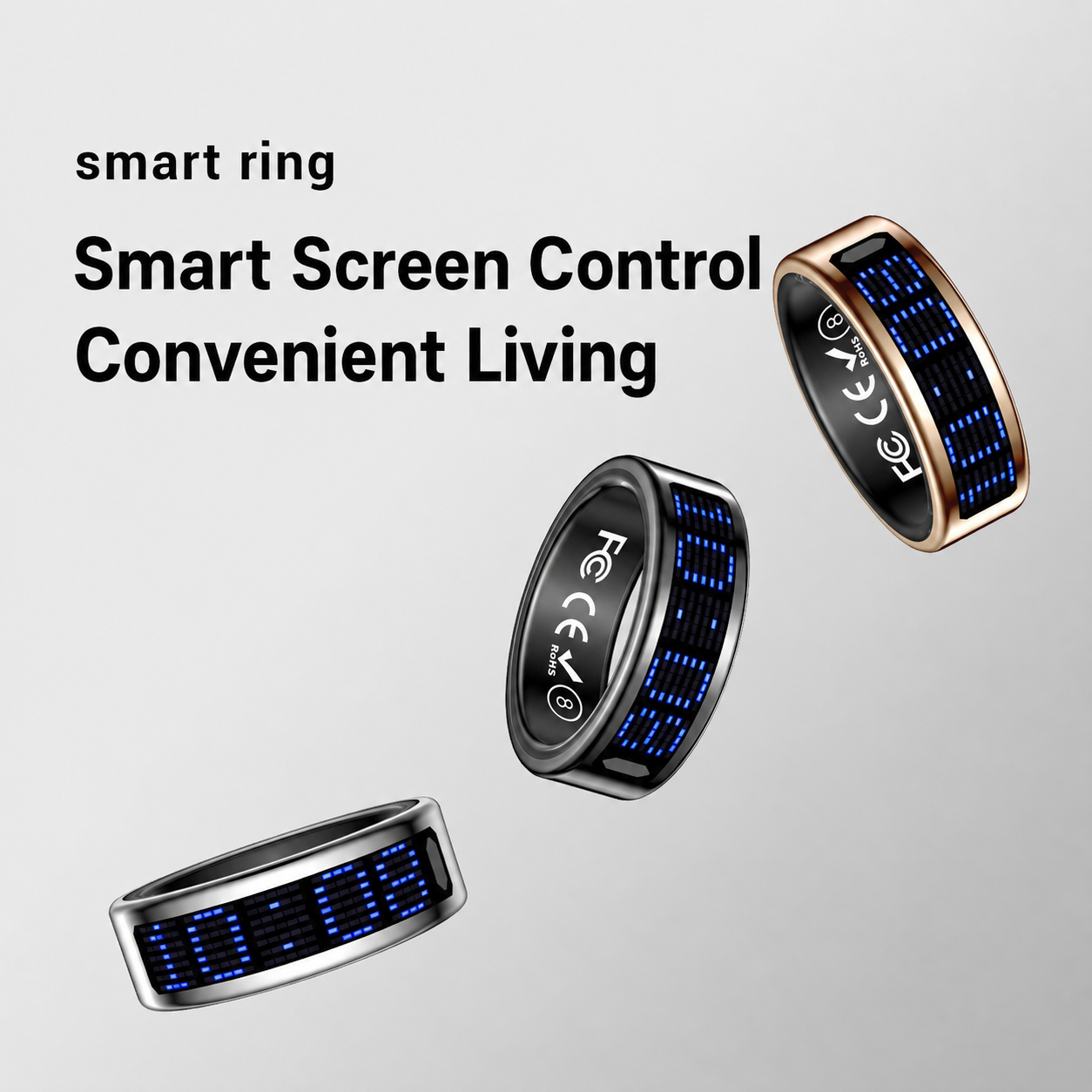 Smart Ring with LED Display – Health & Fitness Tracker with Heart Rate, SpO2, Step Counter & Call Alerts