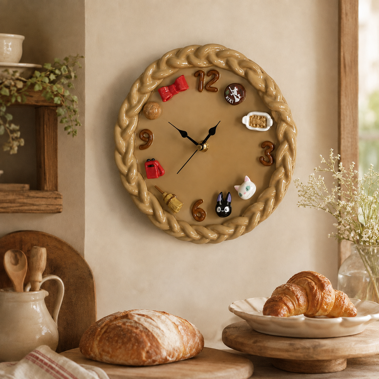 Cute Pumpkin Magnetic Wall Clock – Whimsical Ceramic-Finish Decorative Clock with DIY Custom 3D Magnets for Kitchen & Home Accent