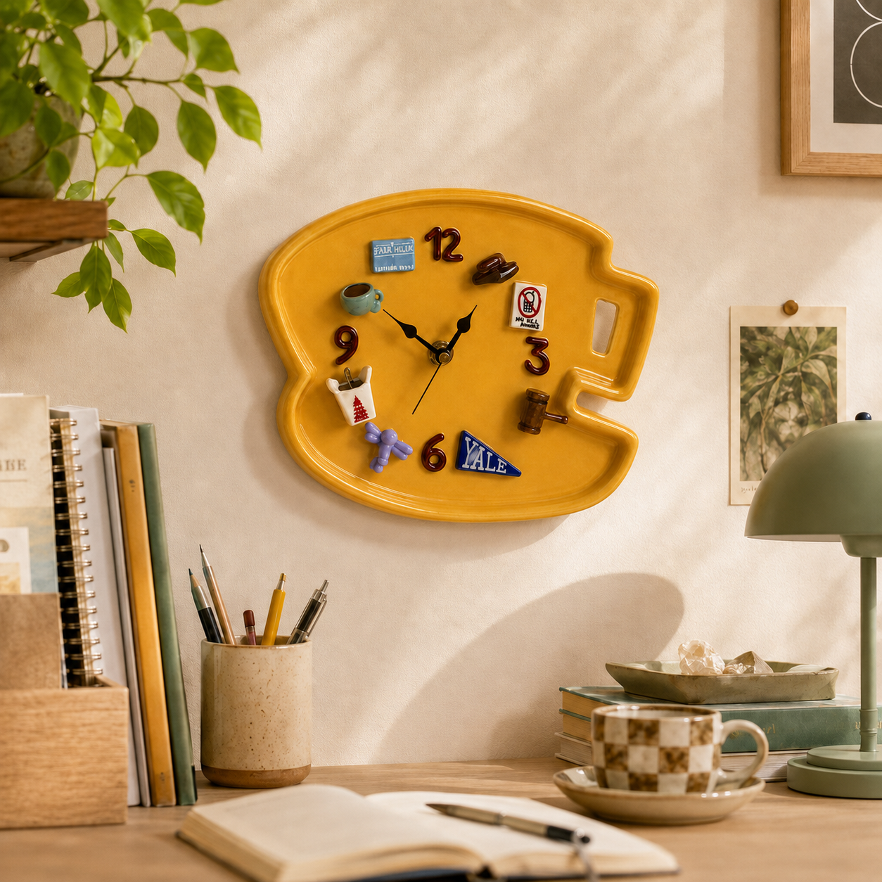 Cute Pumpkin Magnetic Wall Clock – Whimsical Ceramic-Finish Decorative Clock with DIY Custom 3D Magnets for Kitchen & Home Accent