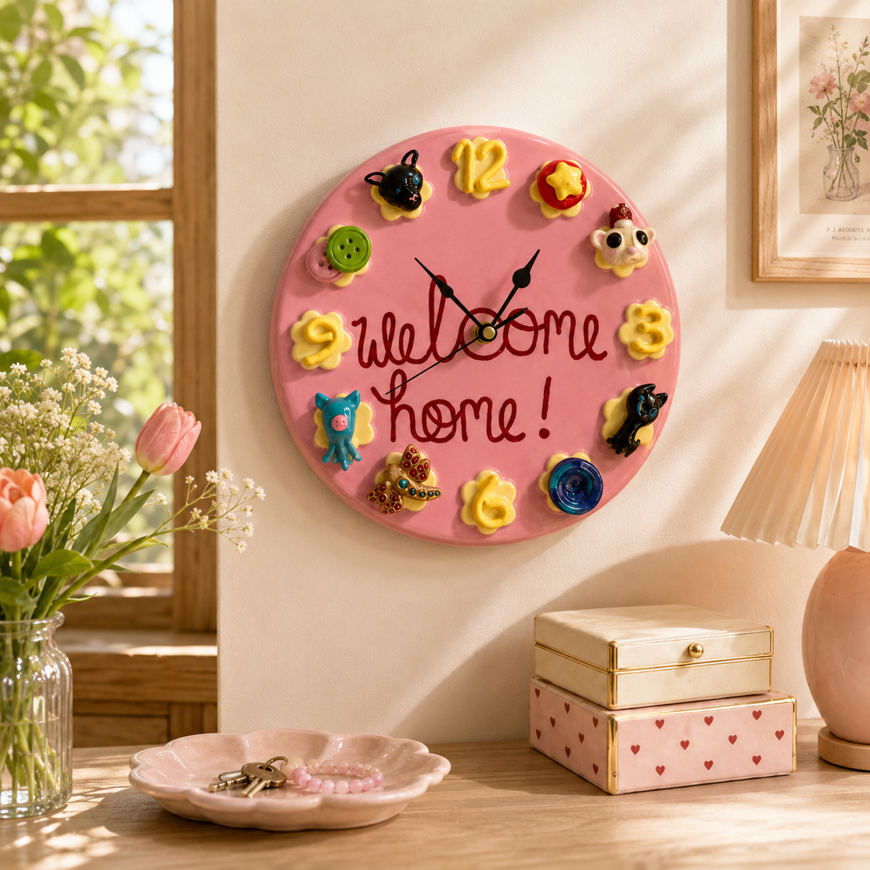 Cute Pumpkin Magnetic Wall Clock – Whimsical Ceramic-Finish Decorative Clock with DIY Custom 3D Magnets for Kitchen & Home Accent