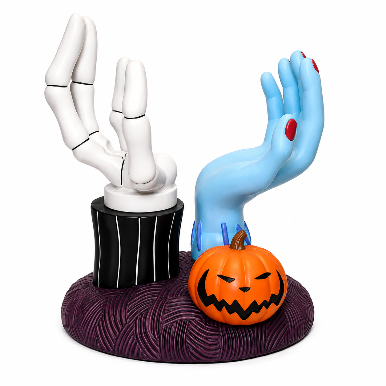Halloween Skeleton & Zombie Hands Candle Holder Base – Resin Pedestal Stand for 3-Wick Candles (Candle Not Included)