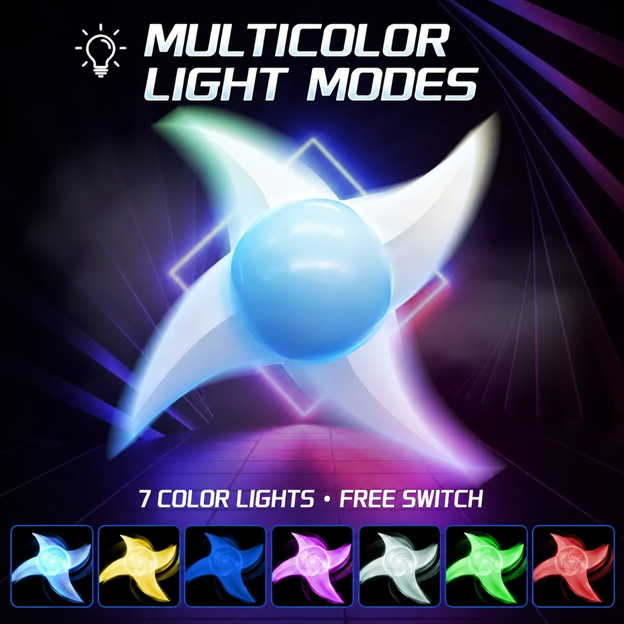 Glowing Whirlwind Energy Blade – Dynamic 7-Color LED Spinning Cosplay Accessory & Toy