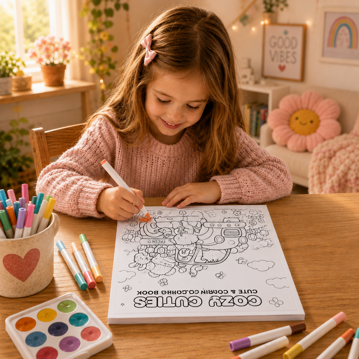 Cute & Comfy Coloring Book for Adults & Teens – 48 Pages Bold & Easy Cozy Lifestyle Line Art for Stress Relief & Relaxation