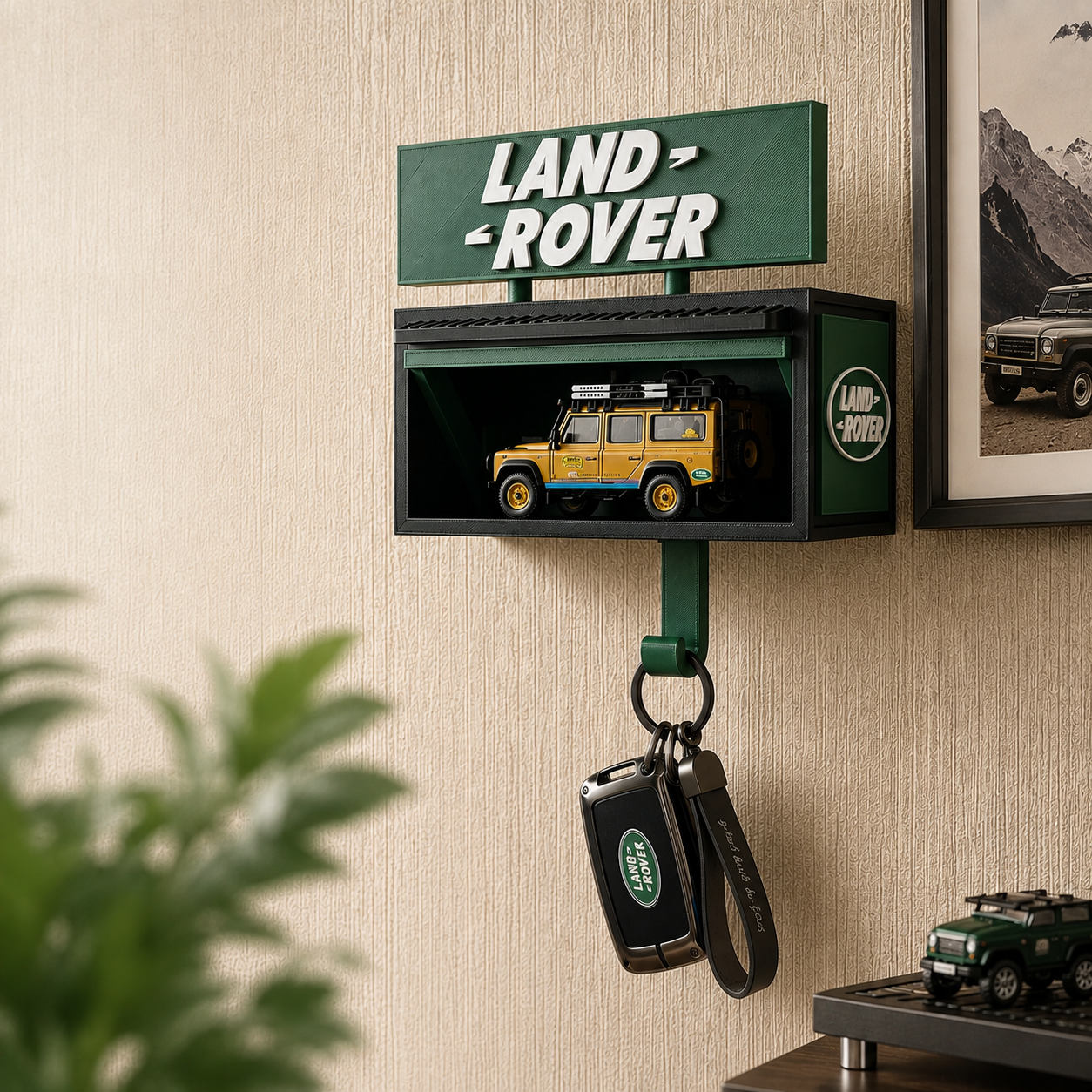 Interactive Mini Garage Key Holder | Automatic Roll-Up Door Wall Mount Key Hanger for Car Enthusiasts