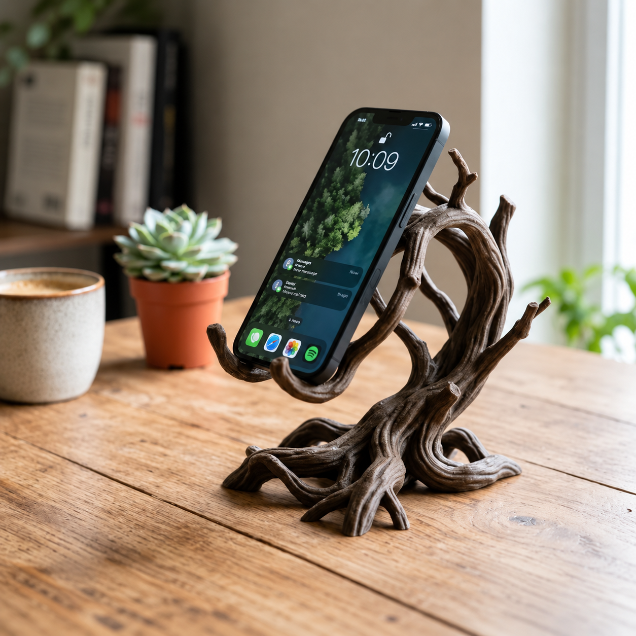 Spooky Twisted Tree Branch Phone Stand – 3D Printed Goth & Halloween Desk Decor