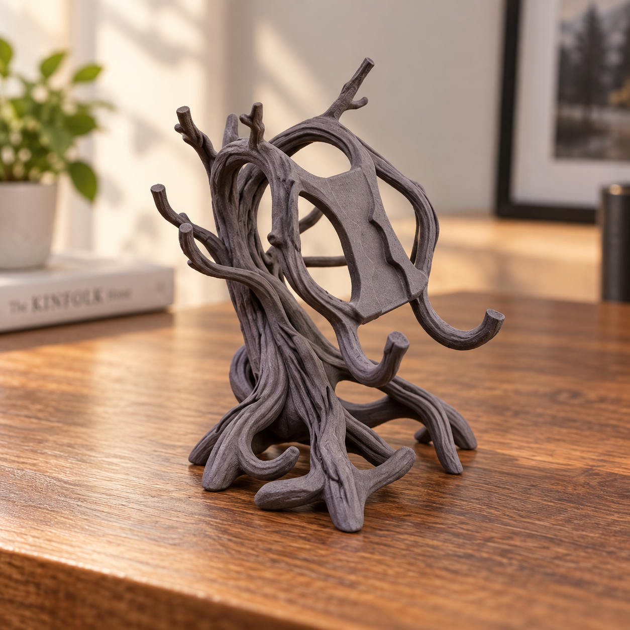 Spooky Twisted Tree Phone Stand - Gothic Halloween Desk Decor & Gift