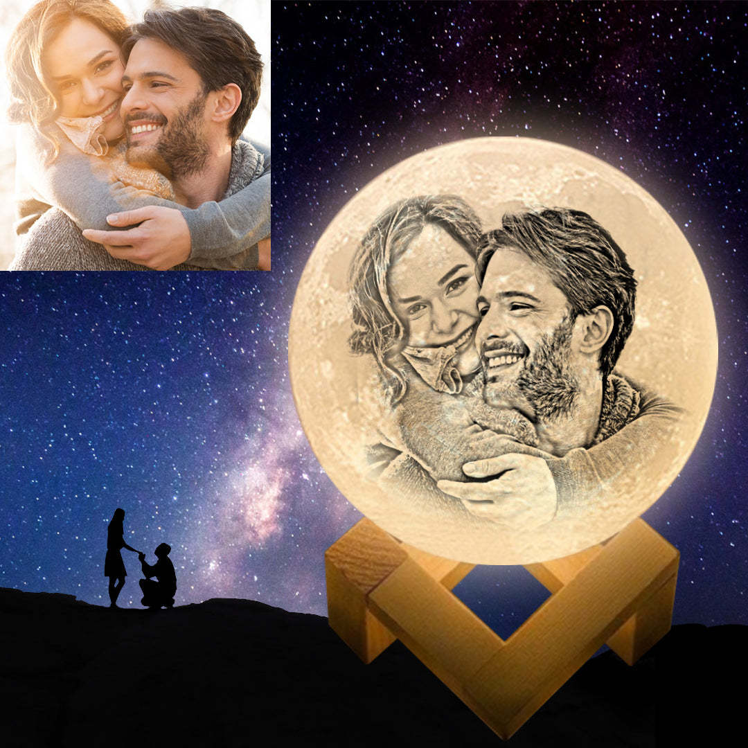 Moon Lamp 3D Printing Photo & Engraved Words-Touch2 Colors(10-15cm) Night Light