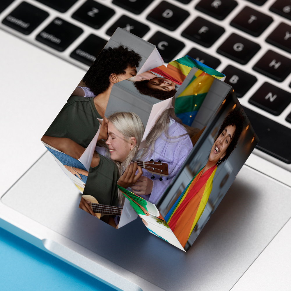 Custom Multiphoto Cube I Feel for You is Love Gift for Lesbian