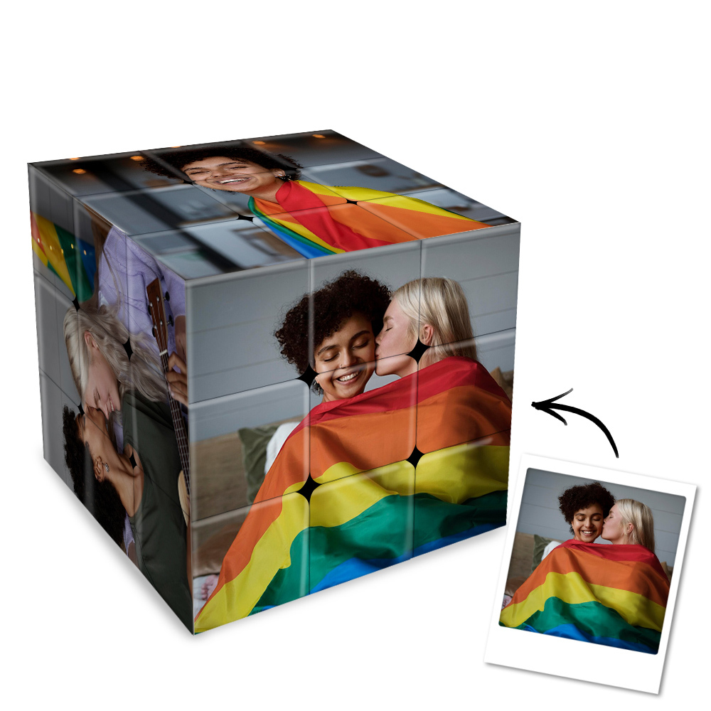 Custom Multiphoto Cube I Feel for You is Love Gift for Lesbian