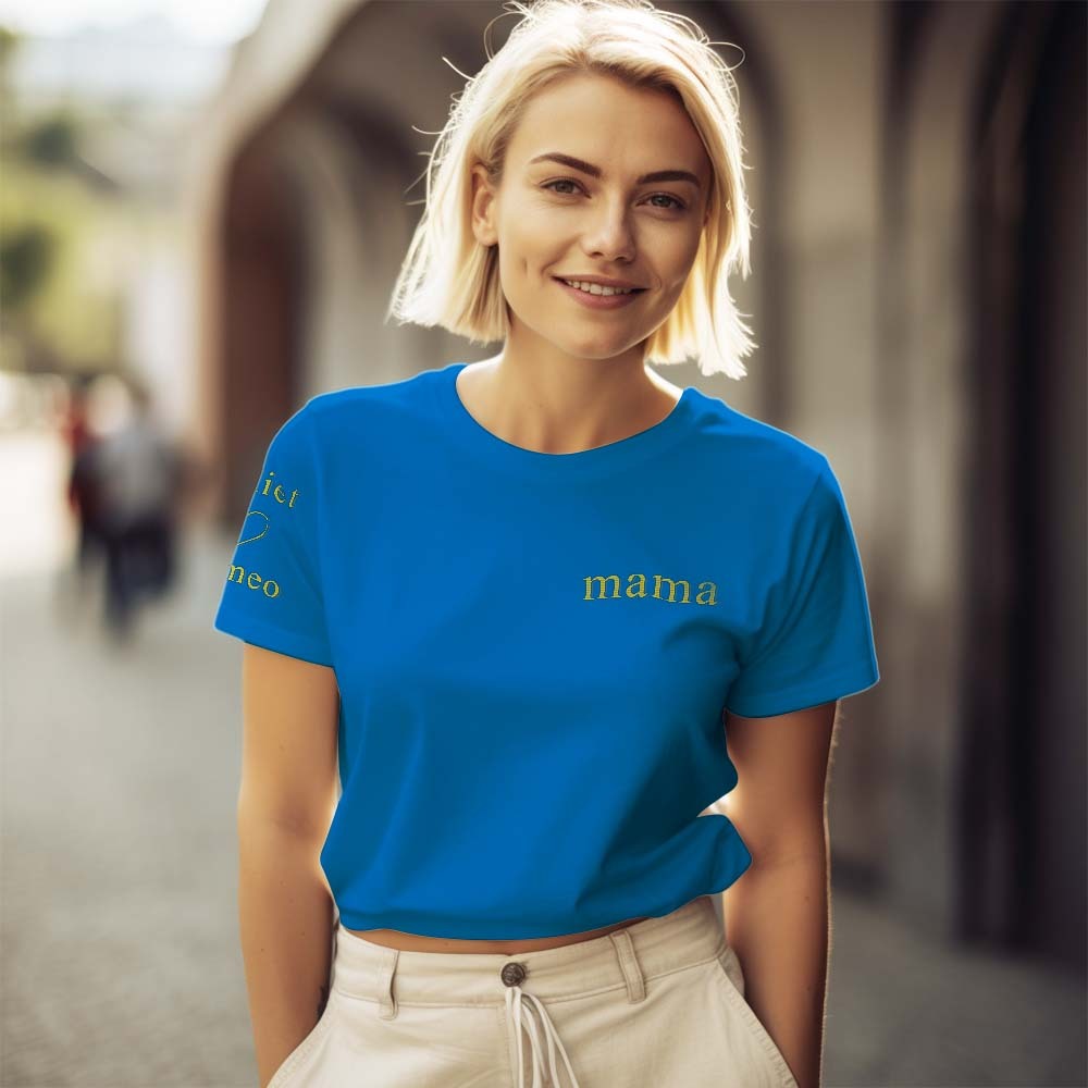 Custom Engraved T-shirt Color Embroidery Mother's Day Gifts - 