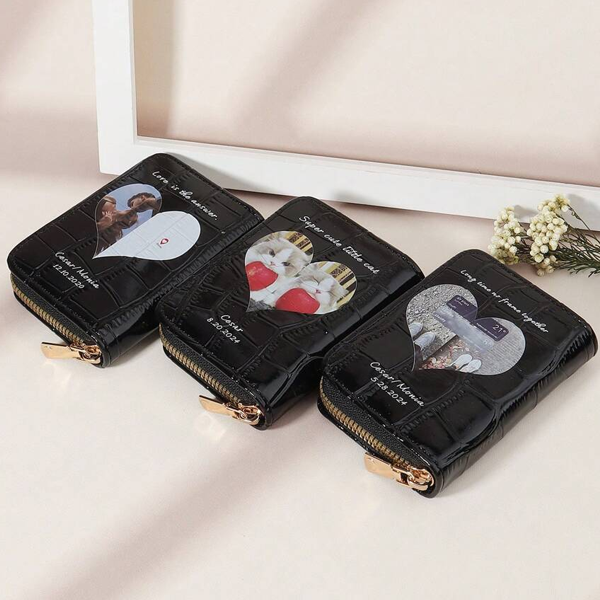 Customized Crocodile Pattern Fashion Multi-Card Holder Wallet, Personalized Photo & Signature, Gift For Couples, Mother's Day, Birthday Purses And Bags Women